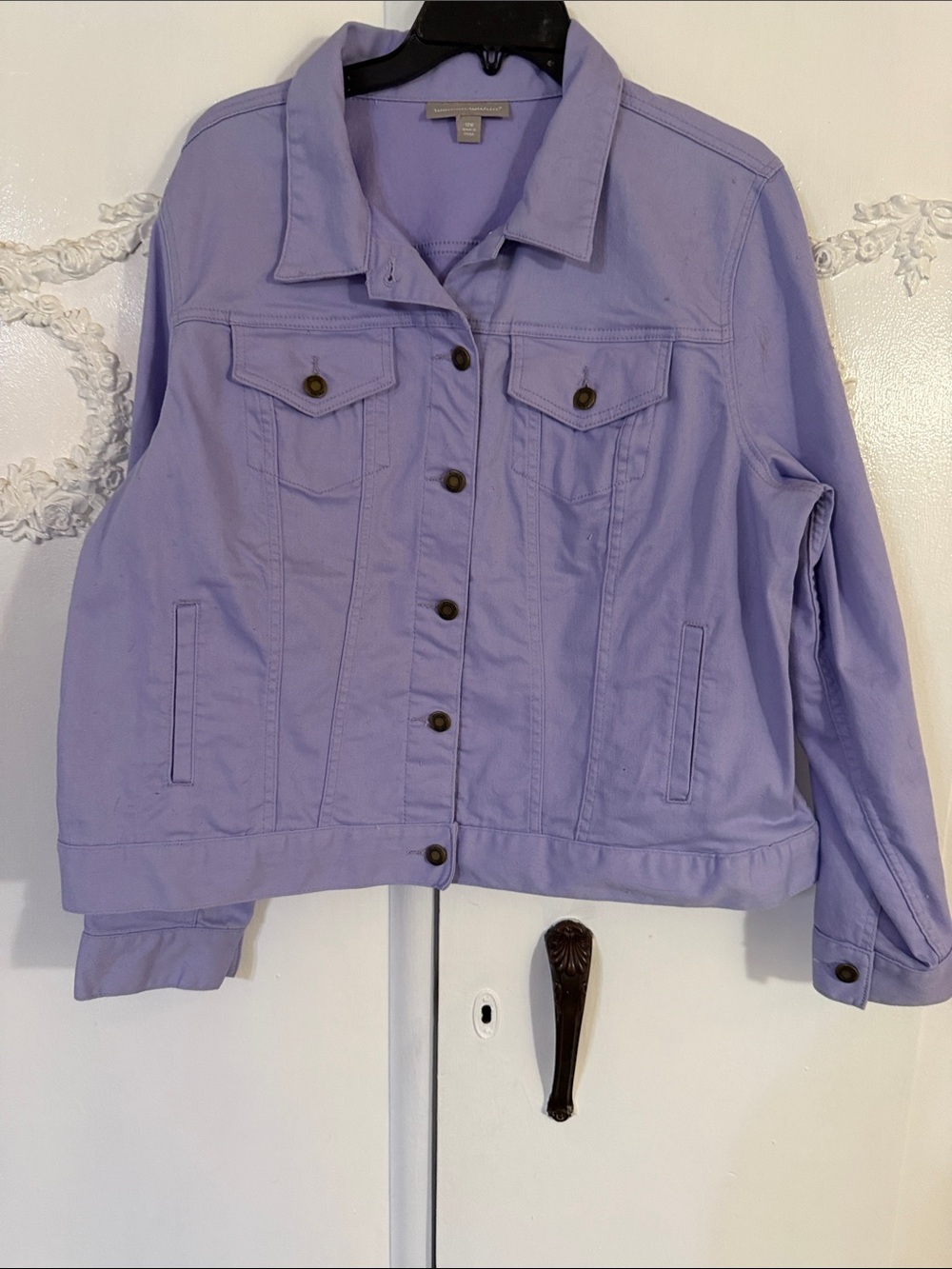 Woman Within Lavender Purple Cotton Jean Jacket SZ 18W